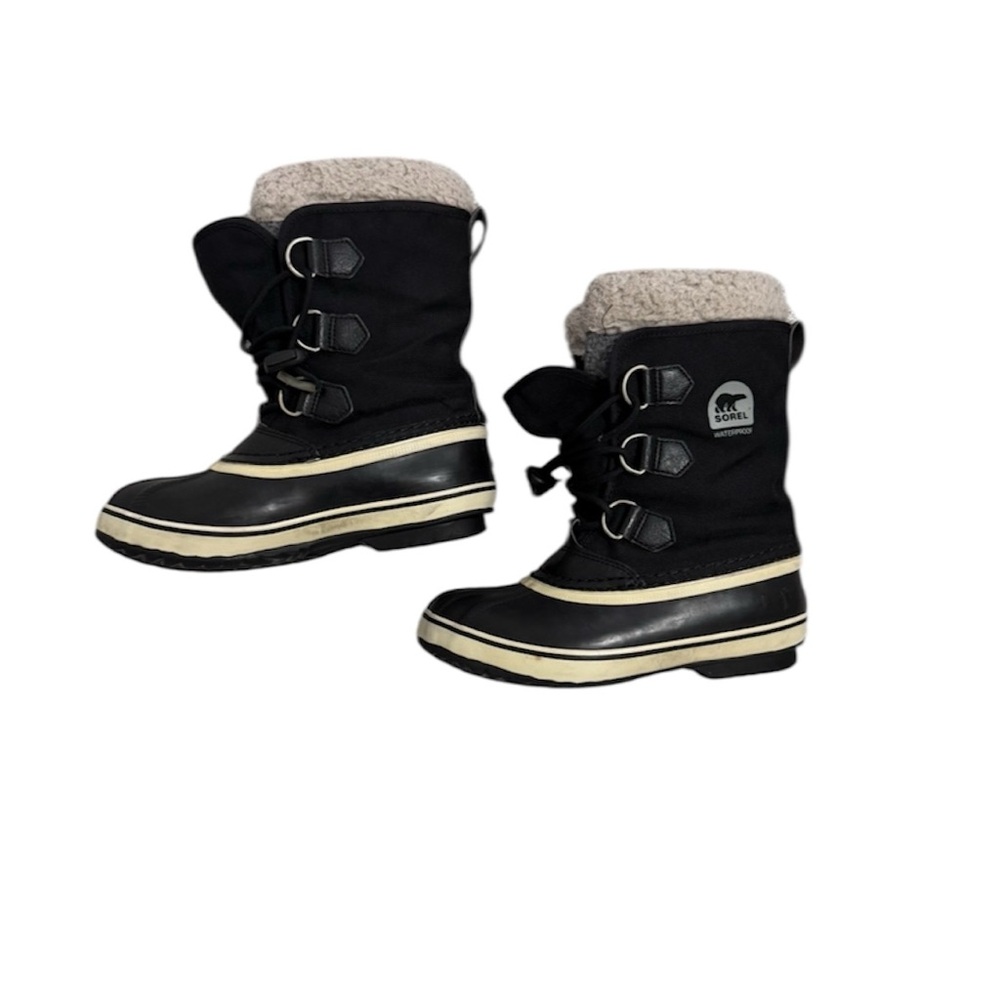 Sorel Black and Cream Kids Snow Boots Kids Size 2